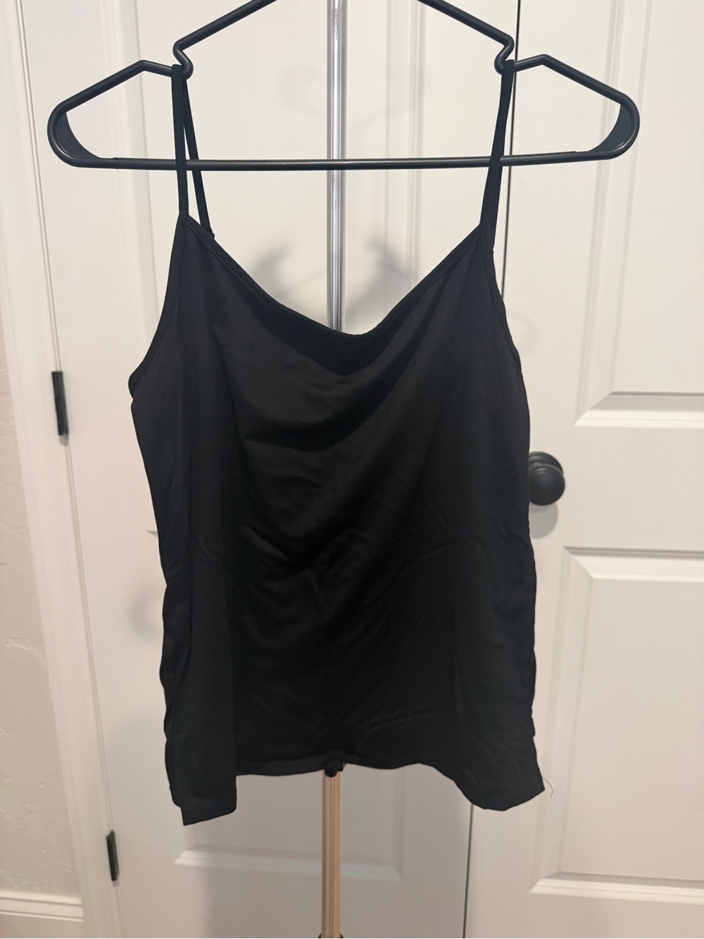 INC International Concepts Black Satin Cowl Neck Camisole